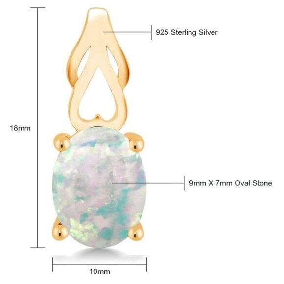 18K Yellow Gold 925 with 1.20 Cttw White Opal Oval Post Back Drop Earrings - Picture 4 of 4